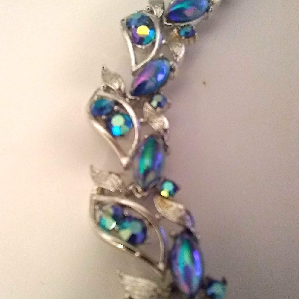 Vintage Silver Blue Purple Lavender Necklace - Picture 2 of 2